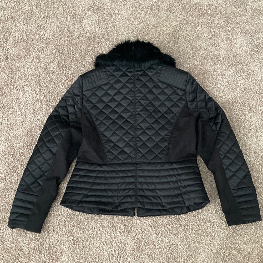 Classic, Cosy Black Puffer Jacket by White House Black Market w/ Faux Fur Collar - Picture 7 of 11